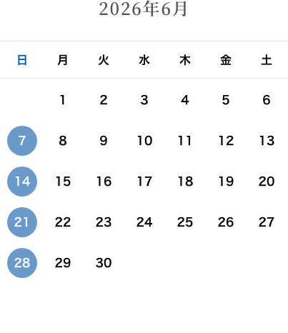 カレンダー：2026年6月